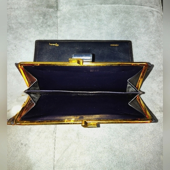 GIVENCHY NAVY BLUE LEATHER & WHITE PVC BI-FOLD SECRETARY LONG WALLET & DUSTBAG - Picture 10 of 15